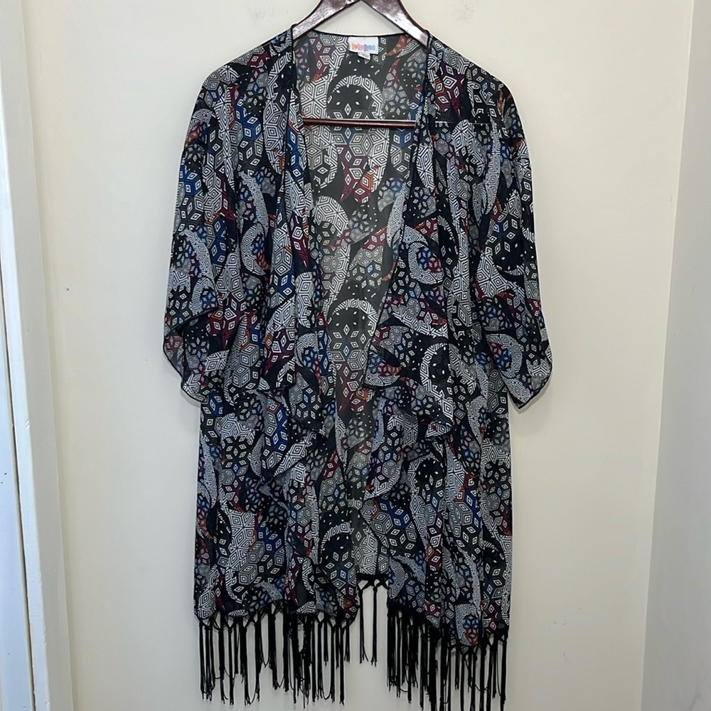 LuLaRoe Women’s Sheer Fringed Swim Cover Up Size Large